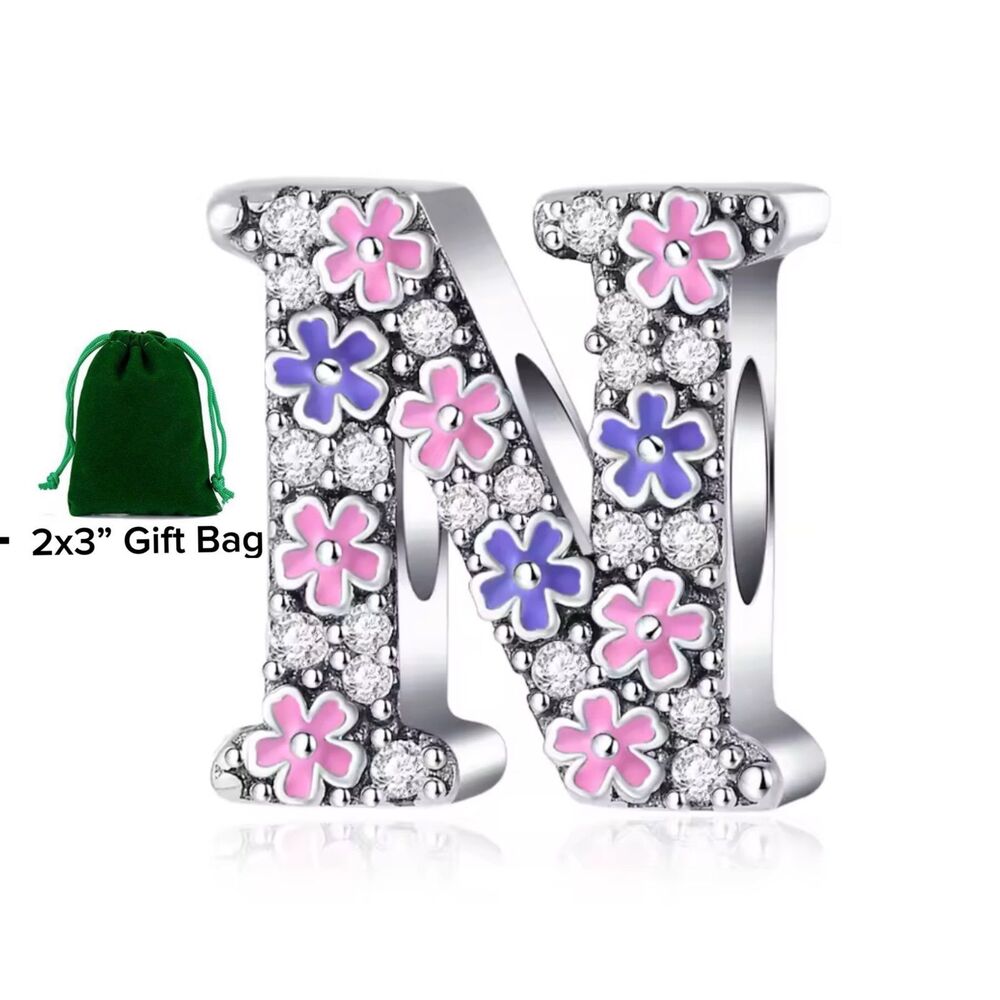 Letter N Bead Charm | 925 Silver | Brand New